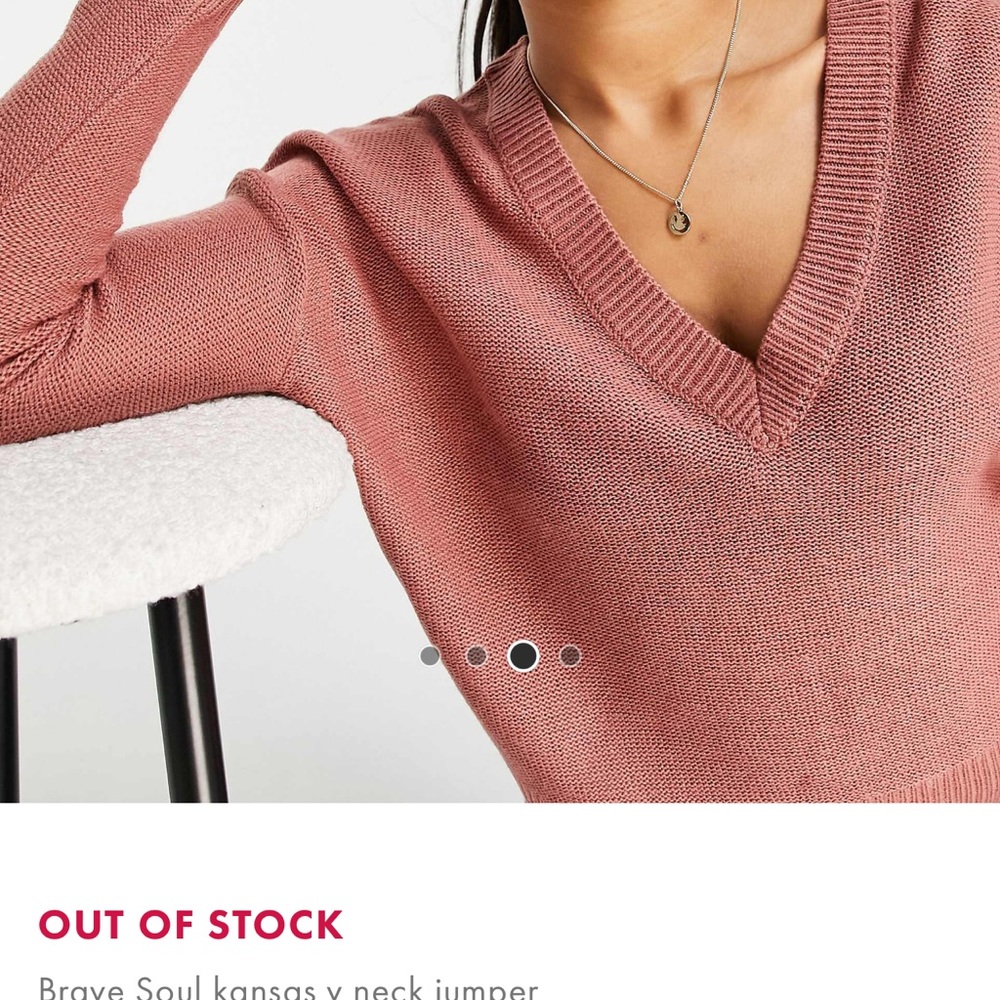 Brave Soul Women's Dusty Pink V-Neck Sweater